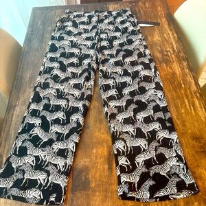 Anthropologie Black and White Zebra Print Wide Leg Pants